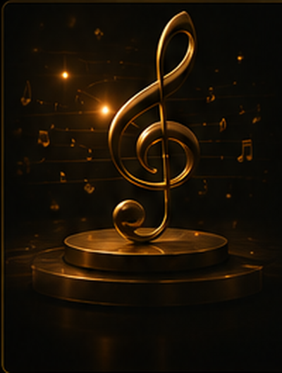 Gold music symbol representing a dealership anthem